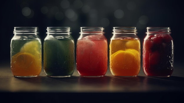 Set of colorful smoothies on bright background Al generated