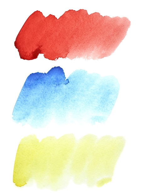 Set di pennellate colorate ad acquerello isolate su sfondo bianco