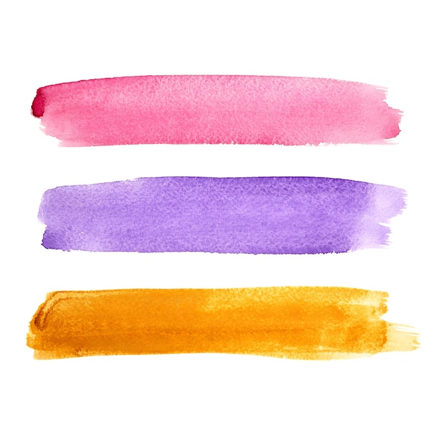 Set of colorful watercolor brush strokes