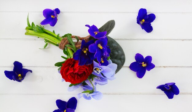 Set of colourful freshly cut flowers