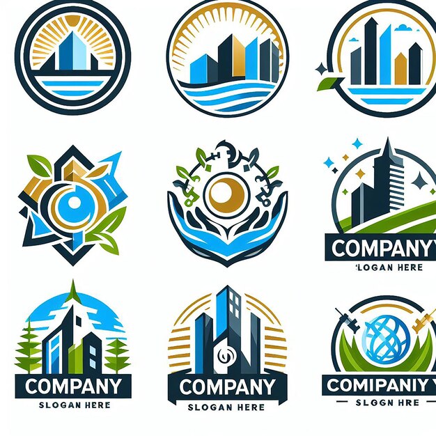 Photo set of company logo design ideas vector
