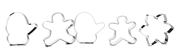 Photo set of cookie cutters isolated on white background