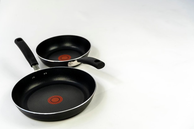 Set of cooking pans on white background mexico