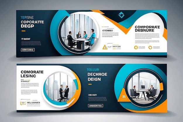 Set of Corporate web banner design template with place for photos Business Ad layout standard size