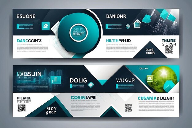 Photo set of corporate web banner design template with place for photos business ad layout standard size