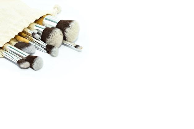A set of cosmetic brush on isolated white
