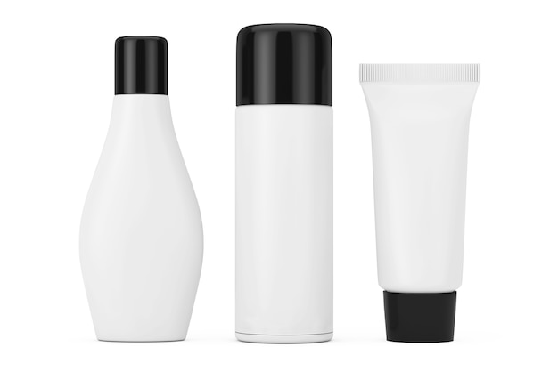 Set of Cosmetic Package Collection Products with Blank Space for Yours Design on a white background. 3d Rendering