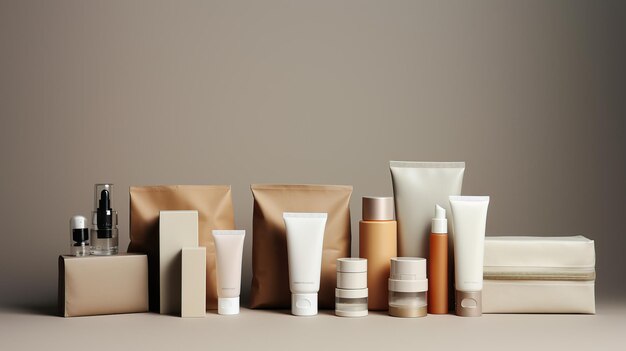 Set of cosmetic products mockup on isolated background AI generated image