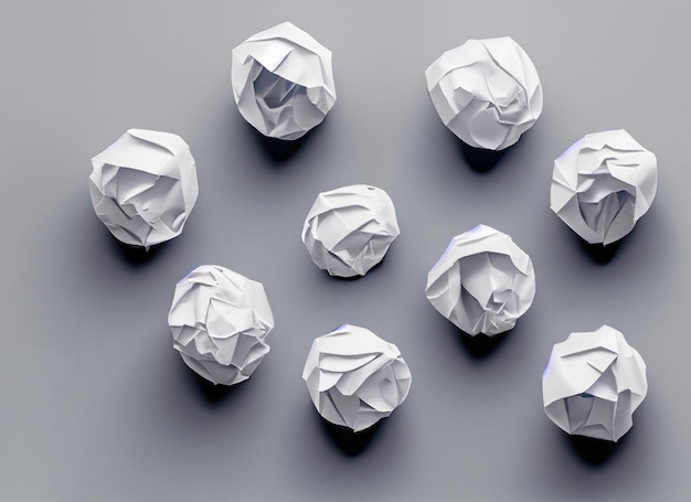 Set of crumpled paper balls cut out