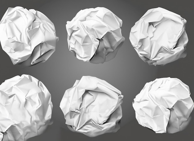 Photo set of crumpled paper balls cut out