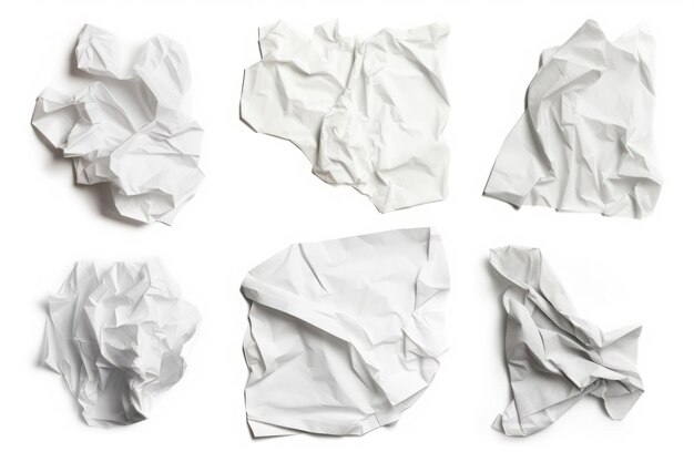 Set of crumpled sheets of different paper note Trash recycle surface letter Generate Ai