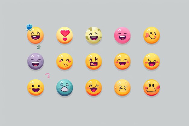 Foto set di emoji personalizzate per un'app di messaggistica raccolta diversificata ed espressiva di emoji customizzate su misura per un'app di messaggi che comprende una gamma di emozioni, gesti e riferimenti culturali