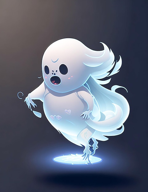 Set of cute funny ghosts generated by ai