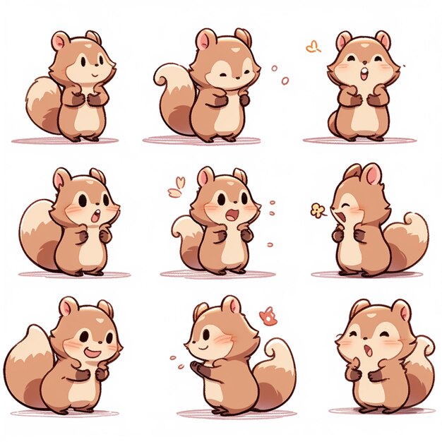 A set of cute hamsters with different expressions generative ai
