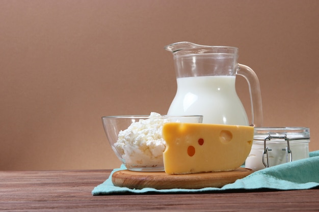 Set of dairy products on the table