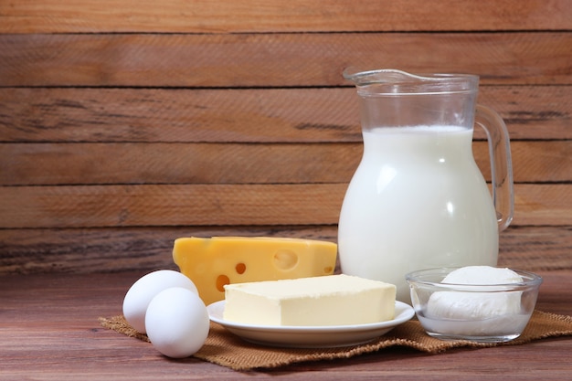 Set of dairy products on the table