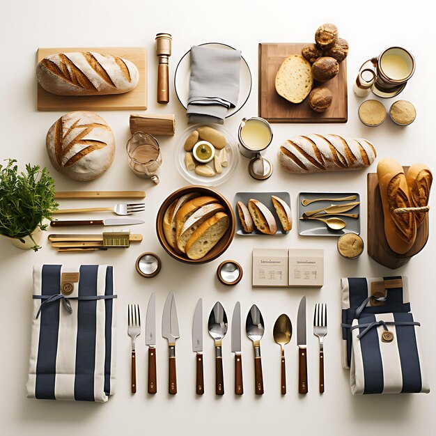 Foto un set di ristoranti danesi smrrebrd setup slicing station rye bread b background decor ideas art