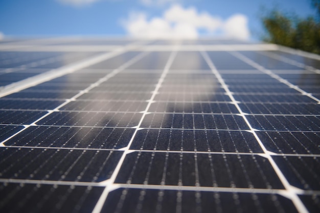 A set of dark blue solar panels.