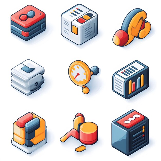 a set of data icons featuring elements like database symbols data charts and analytics graphs includes visuals of data visualization information processing and statistical representations for