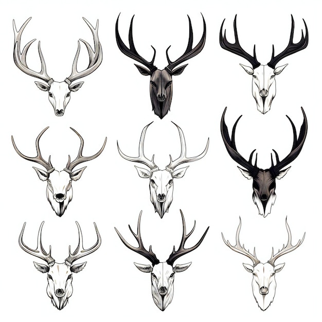 set of deer horn in white background
