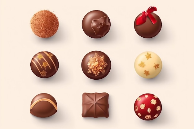 Photo set of delicious chocolate bonbons