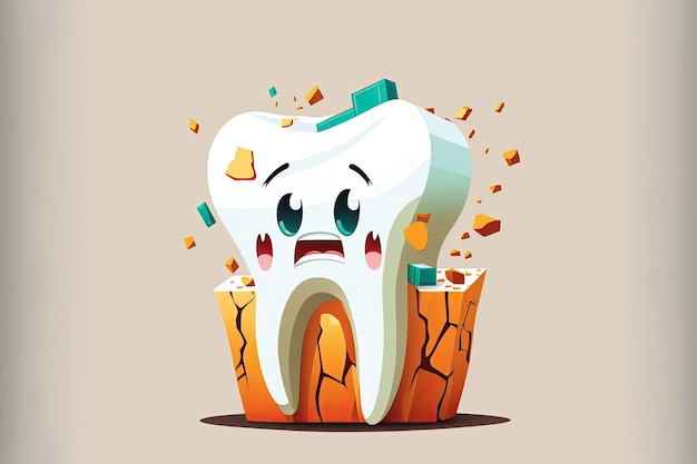 Photo set of dental problems tooth decay white background vector illustration made by aiartificial intelligence