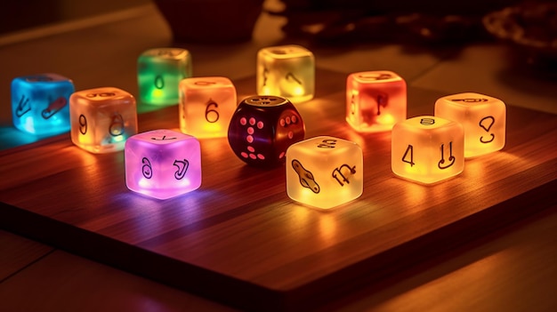Photo a set of dice with the number 7 on them
