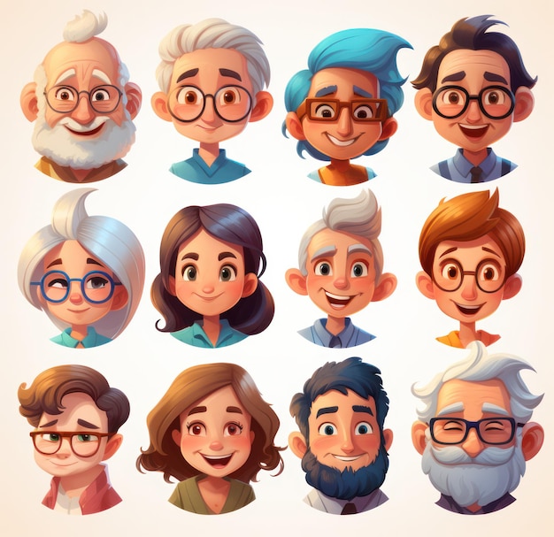 Set of different cartoon avatars