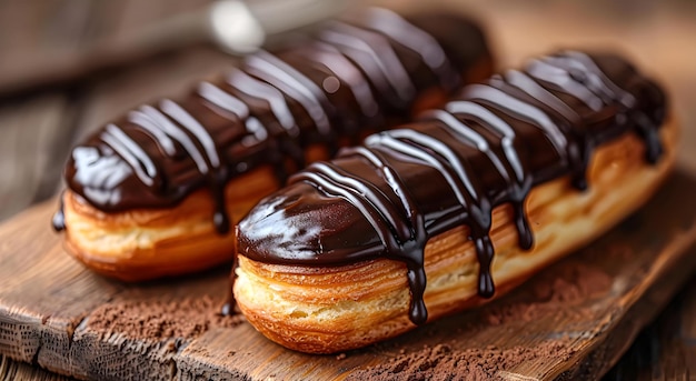 A set of different eclairs with filling