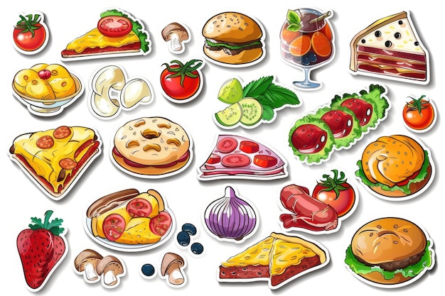 set of different fast food