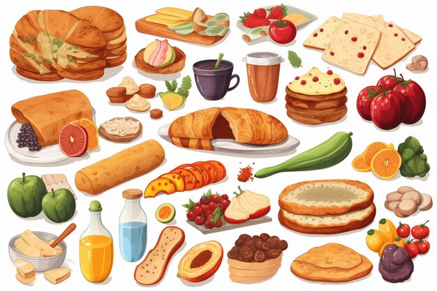 Set of different foods