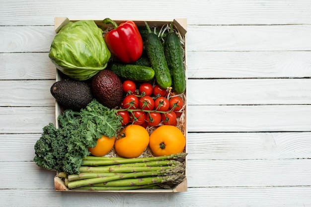 The set of different fresh vegetables for sale