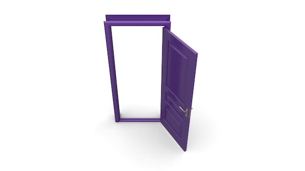 Set of different purple door isolated 3d illustration render on white background