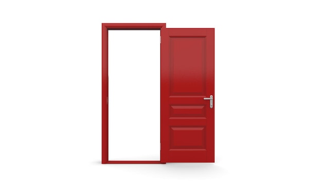 Set of different red door isolated 3d illustration render on white background