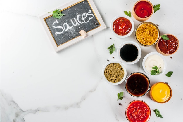 Set of different sauces