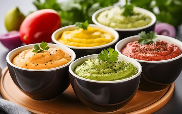 Photo set of different sauces