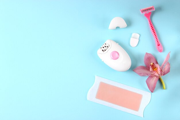 A set of different tools for home hair removal