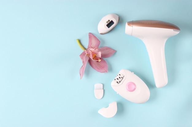 A set of different tools for home hair removal