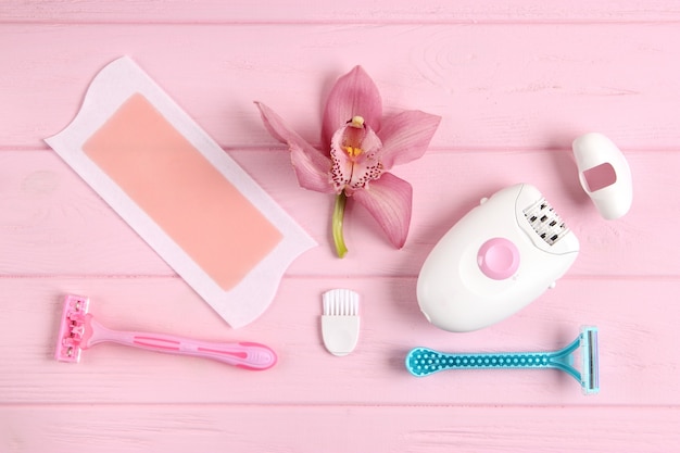 A set of different tools for home hair removal