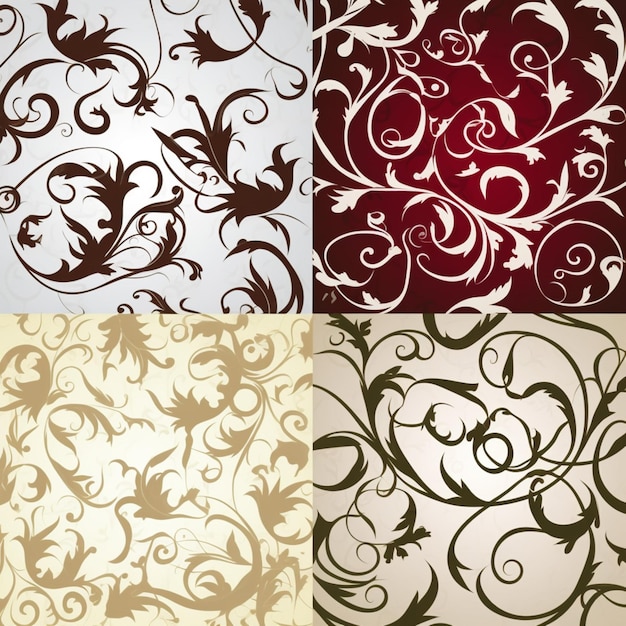 A set of different wallpapers with the same floral pattern.