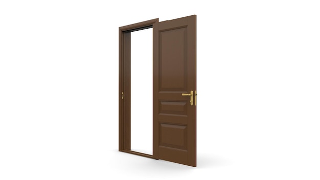 Set of different wood door isolated 3d illustration render on white background