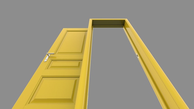 Set of different yellow door isolated 3d illustration render on empty background