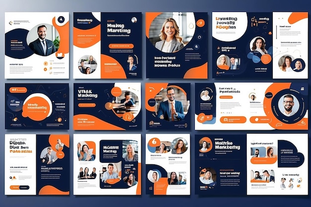 Set digital marketing live webinar and business social media post template for thumbnail post and stories