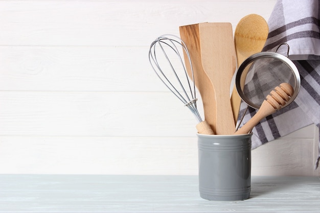 Set of dishes closeup on a colored background kitchen appliances