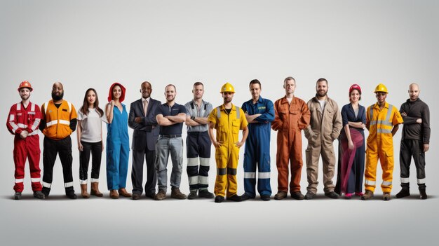 set of diverse and colorful worker uniforms