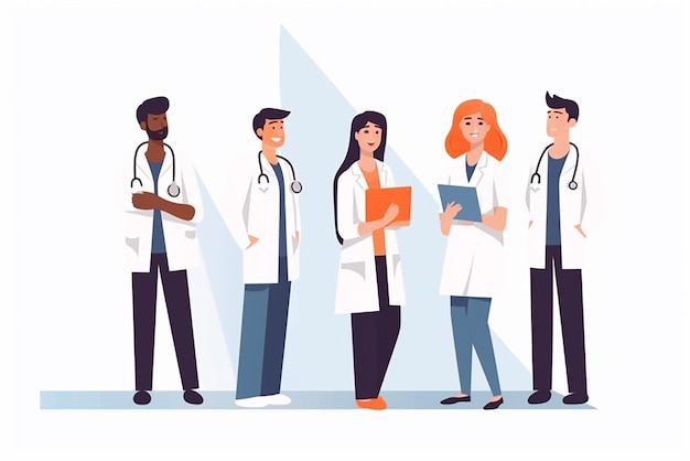 Set of doctors characters Medical team concept in illustration design