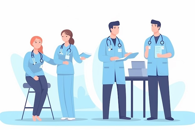 Set of doctors characters Medical team concept in illustration design