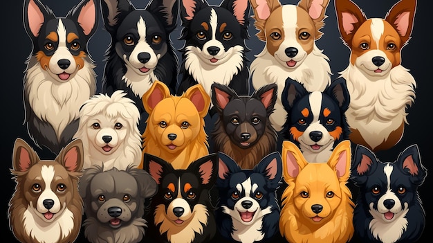 set of dogs in different breeds