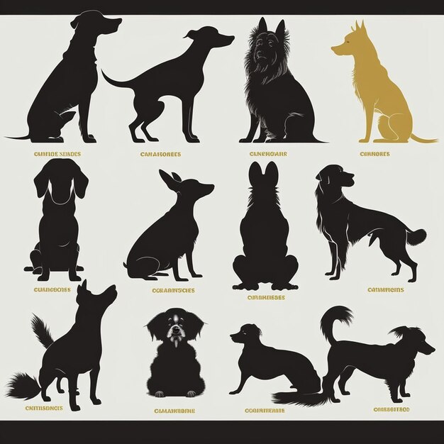 Set of Dogs Silhouettes on a white background