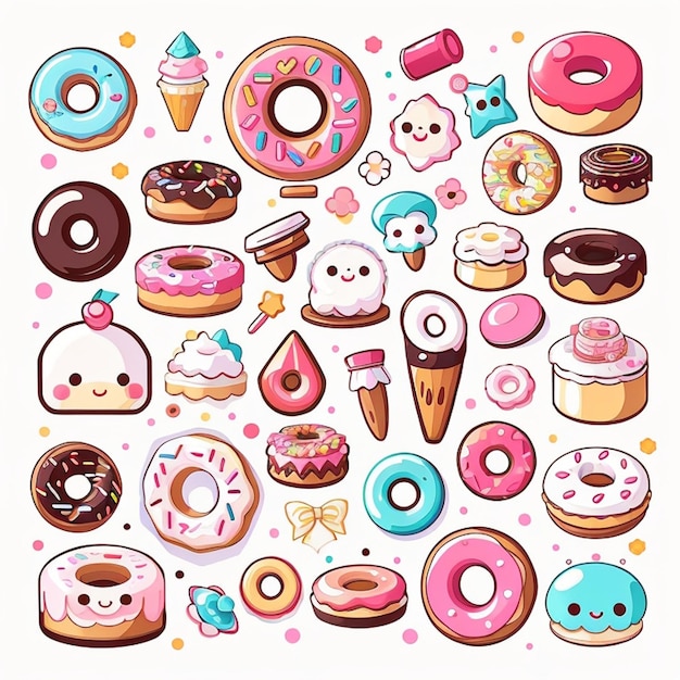 Photo a set of donut designs ai generated